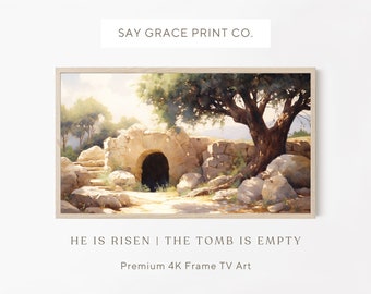 Samsung Frame Tv Art Jesus, Jesus Christ Art, Spring Frame Tv Wallpaper, Christian Religious Oil Painting, He is Risen Painting, Jesus Tomb