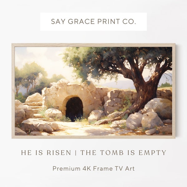 Samsung Frame Tv Art Jesus, Jesus Christ Art, Spring Frame Tv Wallpaper, Christian Religious Oil Painting, He is Risen Painting, Jesus Tomb