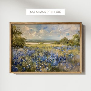 PRINTABLE Texas Bluebonnets Art, Texas Flower Print, Bluebonnet Painting, Bluebonnet Art Print, Home Decor, Watercolor Art, Vintage Art