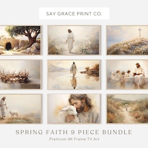 Samsung Frame Tv Art, Jesus Frame Bundle, Jesus Christ Art, Spring Frame Tv Wallpaper, Easter Religious Oil Painting, He is Risen Painting
