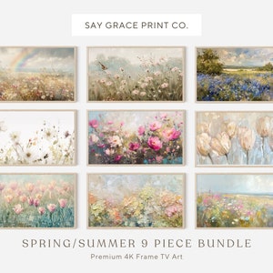 Samsung Frame Tv Art Set, Set Of Spring Flower Paintings, Digital Tv Art, Spring Samsung Frame Tv Art, Tv Wallpaper, Tv Bundle, Wildflowers