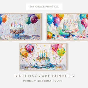 Frame Tv Art Happy Birthday, Instant Download, Samsung Art Tv Birthday Party, Digital Frame Tv Art, Samsung Frame Tv Art Birthday Cake