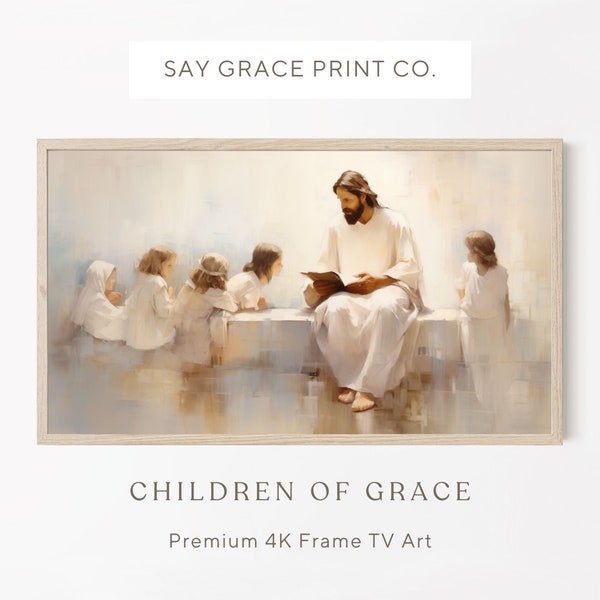 Samsung Tv Frame Art, Jesus Christ Art, Spring Frame Tv Wallpaper, Christ Frame Tv, Children Of Grace, Frame Tv Christian Art, Faith Tv Art