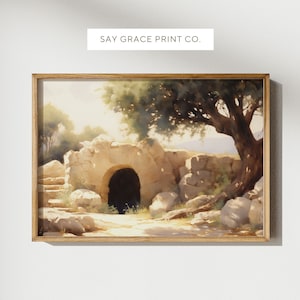 PRINTABLE, The Tomb Is Empty, He Is Risen, Jesus Christ Art, Vintage Oil Painting, Bible Art, Christian Art Printable, Religious Decor