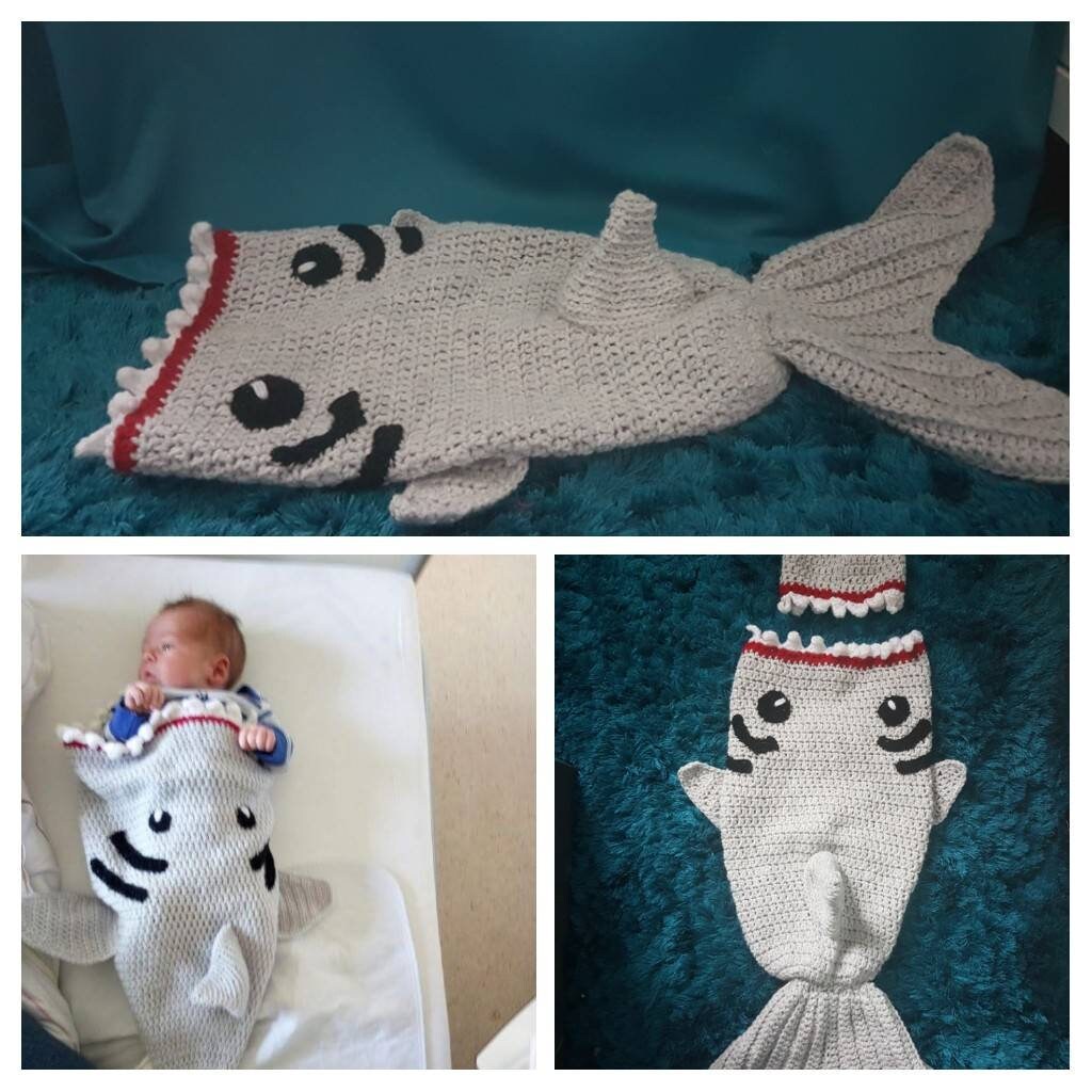 Baby Shark Costume Handmade Cocoon Crochet Photo Prop Baby Etsy UK