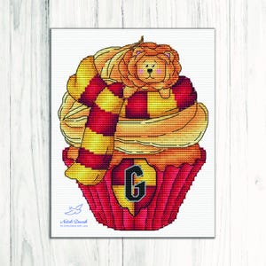 Cupcake cross stitch pattern pdf digital download, Magic cross stitch, Wizard school cross stitch, Halloween cross stitch, Easy cross stitch