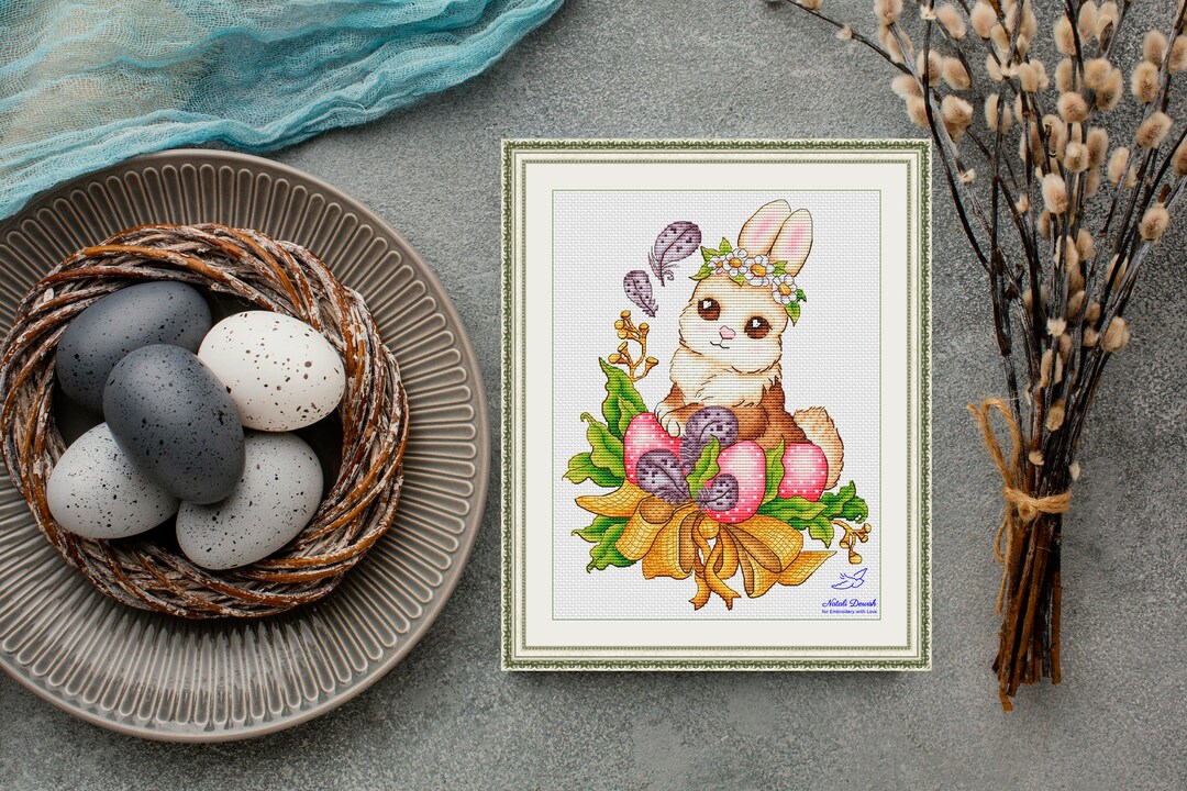 Bunny Cross Stitch Pattern PDF Instant Download Easter Cross - Etsy