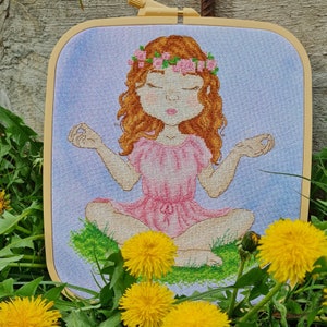 Girl Cross Stitch Pattern PDF Instant Download Yoga Embroidery Cute Wall Decor Meditation Cross Stitch Yoga Cross Stitch Diy cross stitch