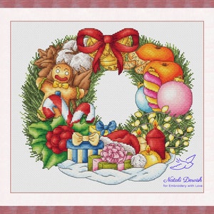 Winter Wreath Cross Stitch Pattern PDF Instant Download Christmas Cross Stitch Xmas Cross Stitch New Year Cross Stitch Chart