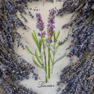 Lavendel Kreuzstich Muster PDF Sofortiger Download Botanische Stickerei Schöne Wand Dekor Blume Kreuzstich Modernes einfaches Kreuzstich
