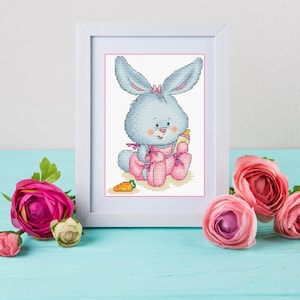 Cute Little Bunny Cross Stitch Pattern PDF Instant Download, Nursery Cross Stitch, Birth Announcement Cross Stitch Pattern, Cute Wall Decor