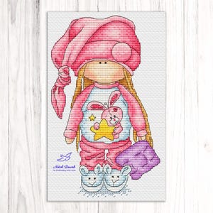 Poppen kruissteekpatroon pdf digitale download kabouter kruissteek meisje kruissteek schattige kruissteek kinderkamer kruissteek Tilda CrossStitch