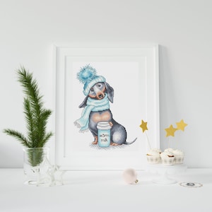 Whimsical Dog Cross Stitch PDF Pattern Instant Download for Nursery Wall Decor and Dog Lovers, Adorable Duchshund Cross Stitch Pattern PDF