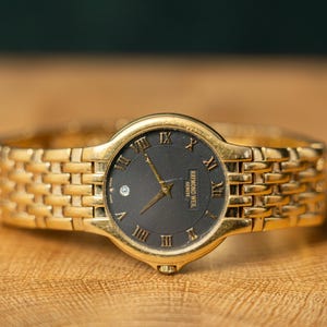vintage Raymond Weil Geneve Womens Watch / 18K Gold Plated / Swiss Made / Date Quartz Watch / Work!