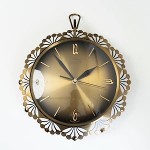 vintage Atlanta Brass Wall Clock / Quartz Clock / Germany / Work!