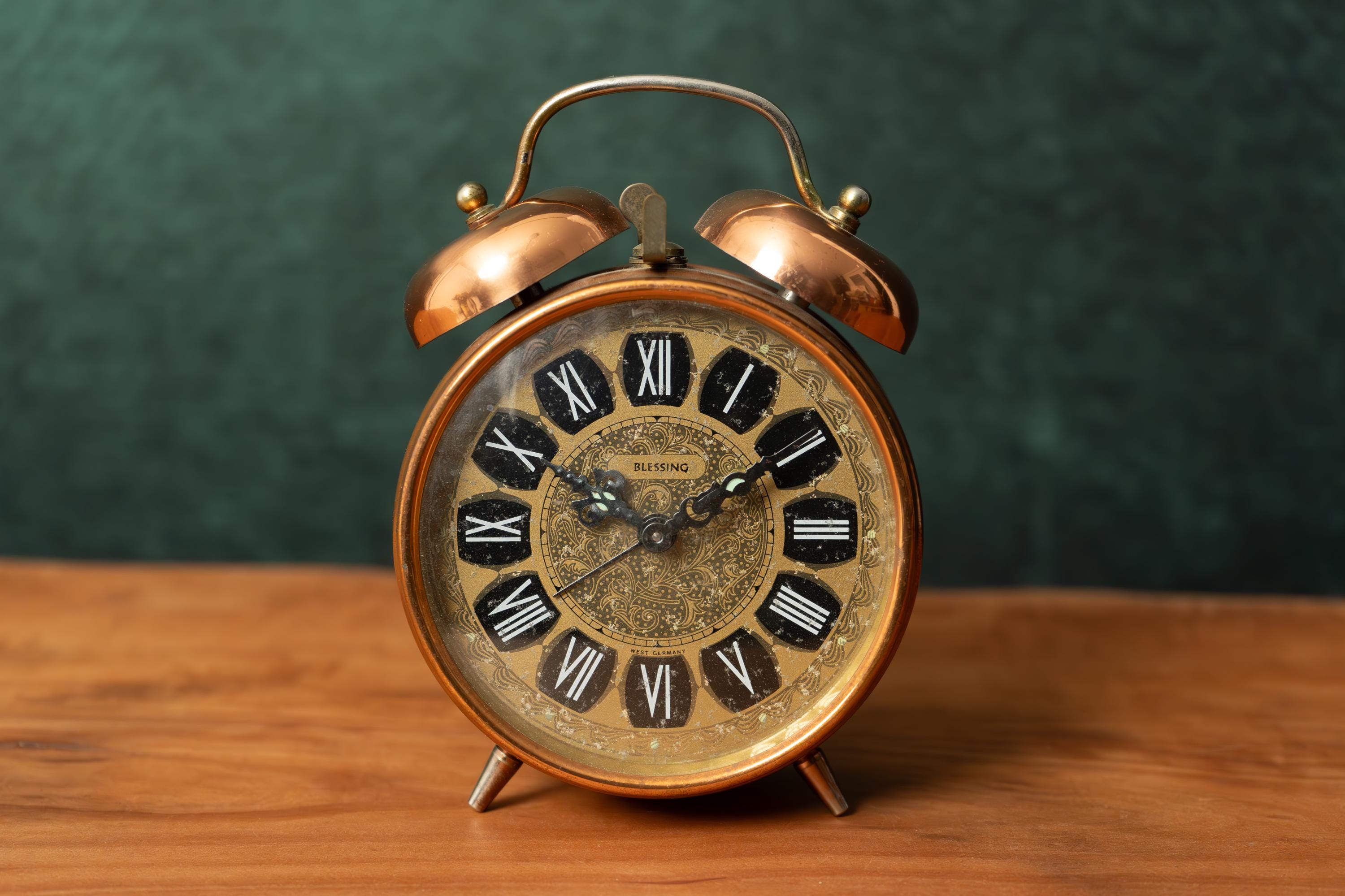 Vintage Blessing Alarm Clock: German Mechanical Table Decor (doesn
