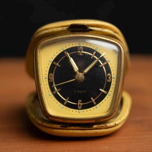 vintage Travel Clock / Mechanical Clock / Alarm / Office decor / Wind-up Clock / Work!