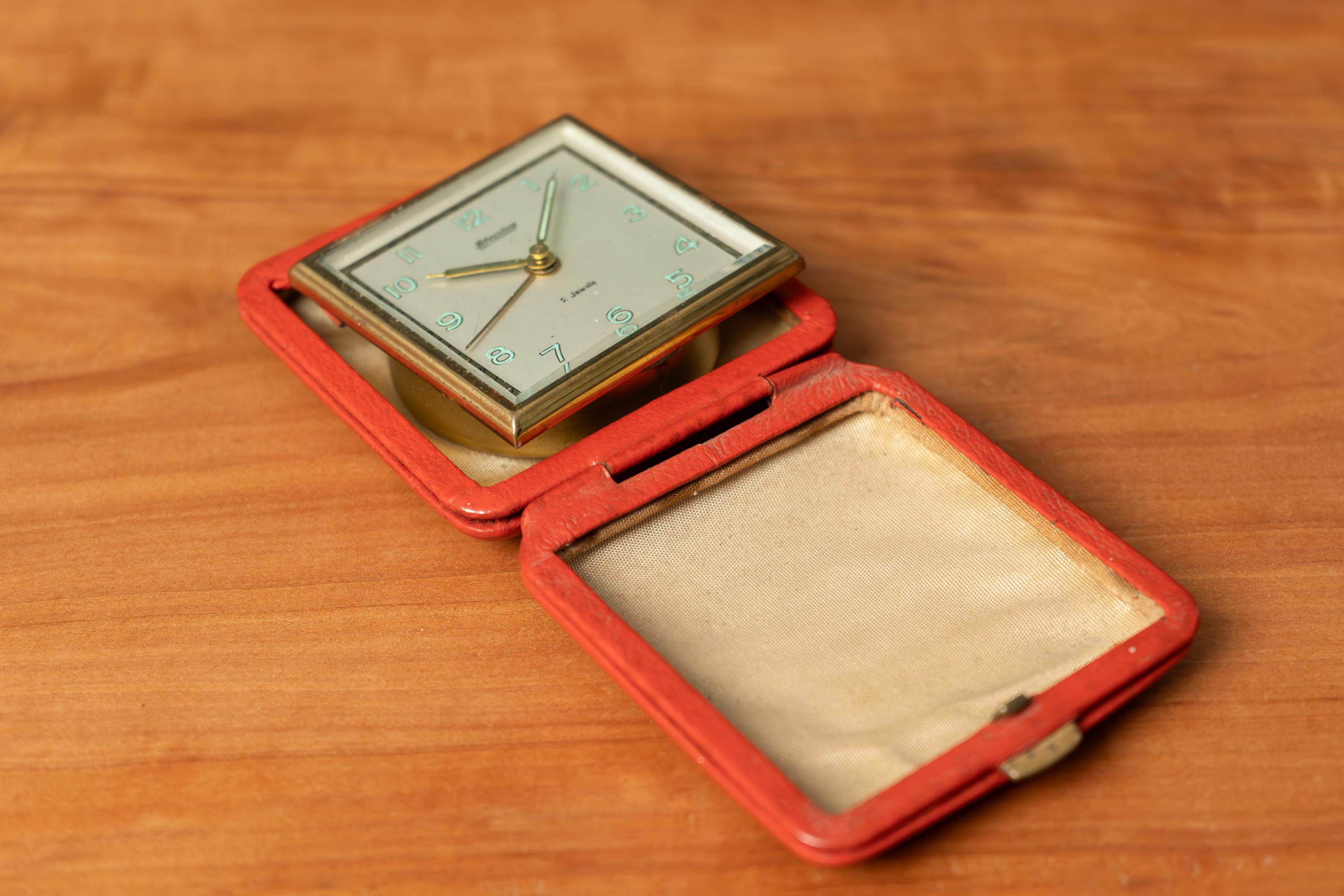 ヴィンテージ BLESSING トラベルアラームクロック：西ドイツ製、レザー