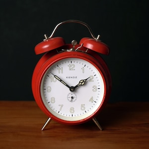 Vintage Kienzle Red Alarm Clock: German Mechanical Wind-up, 60s-70s (Doesn't Test!)