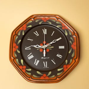 vintage Hand Painted Wall Clock / Ceramic German Clock / Work!