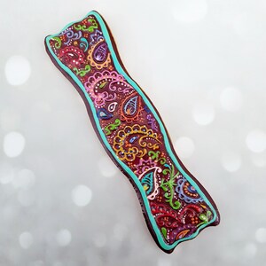 Paisley Boho-chic Mezuzah Case, handmade, Home Decor, Housewarming Gift, Jewish Art, Wedding Gift, Modern Judaica, wood mezuzah case