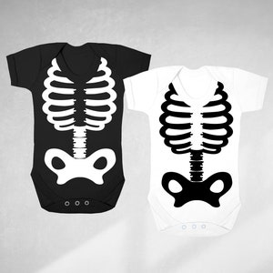 skeleton print baby bodysuit, babygrow with skeletal system print, baby halloween outfit