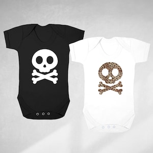 cute skull baby bodysuit, skull and crossbones babygrow
