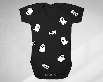 Ghost print baby bodysuit, halloween romper, spooky outfit for baby