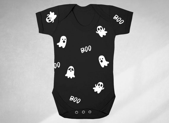 Ghost print baby bodysuit, halloween romper, spooky outfit for baby