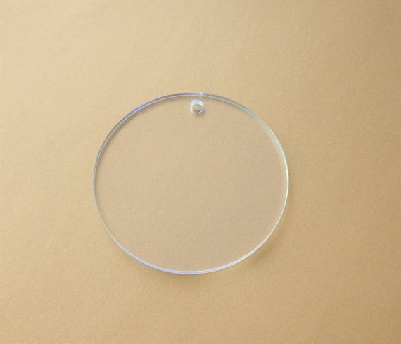 50 Round Clear Acrylic Discs Shapes With Holes, Clear Acrylic