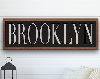 Brooklyn NY Sign, Brooklyn Wood Look, Large Canvas Sign, New York City, Housewarming Gift, Wedding Gift, Engagement Gift, Closing Gift