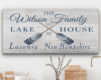 Custom Lake House Sign, Family Lake House Sign, Lake House Decor, Personalized Lake House, Oars and Paddles, Family Name Established Sign