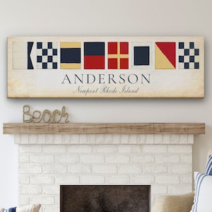 Personalized Nautical Flag Name Sign, Coastal Wall Decor, Nautical Alphabet Sign, Housewarming Gift, Beach Lake House Decor, Maritime Flag