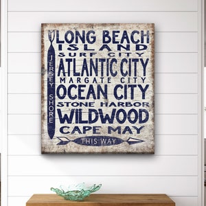 Jersey Shore Sign New Jersey Beaches, Coastal Decor Canvas Beach Arrow Sign, Beach Decor, Jersey Shore Decor, Cape May, Wildwood, Ocean City