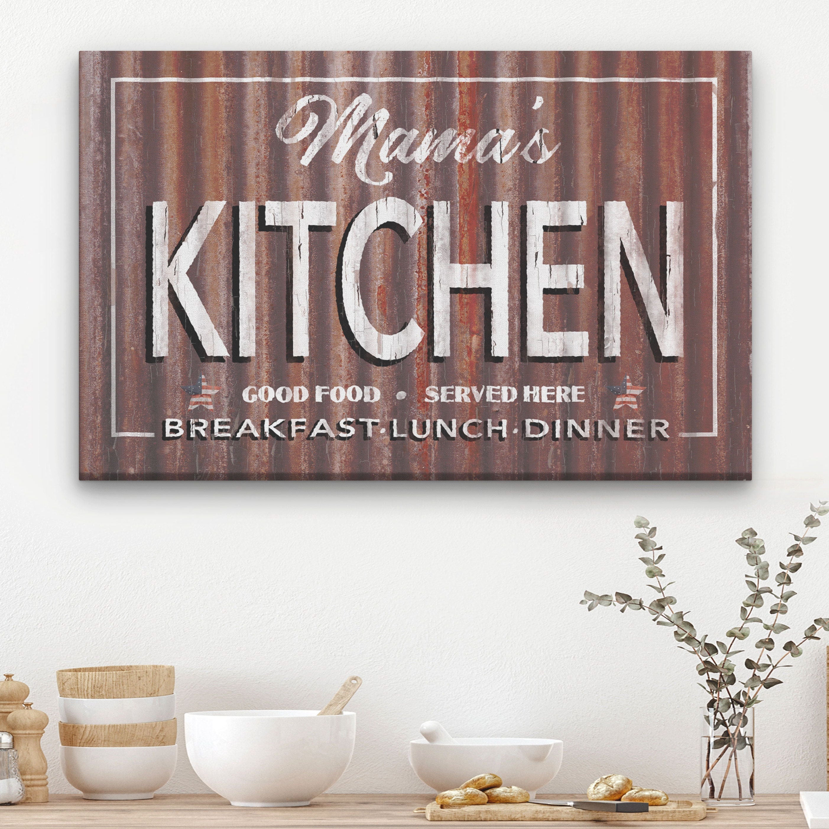 Personalized Tin Kitchen Signs Vintage Rustic Metal Look Canvas Wall ...