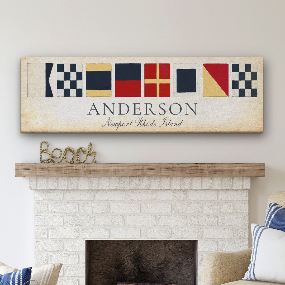 Personalized Nautical Flag Name Sign, Coastal Wall Decor, Nautical