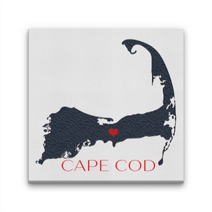 Cape Cod Canvas Map Sign, Silhouette personnalisable Cape Wall Decor, Beach House Decor, Custom Cape Cod Map, Chatham, Falmouth, Hyannis, Ptown