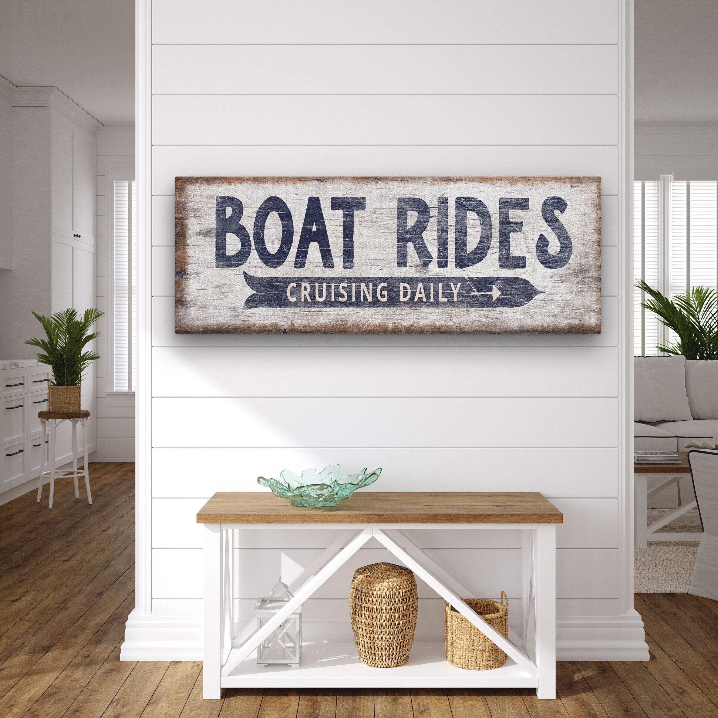 Personalized Retro Boat Ride Sign, Customizable Lake Coastal Decor ...