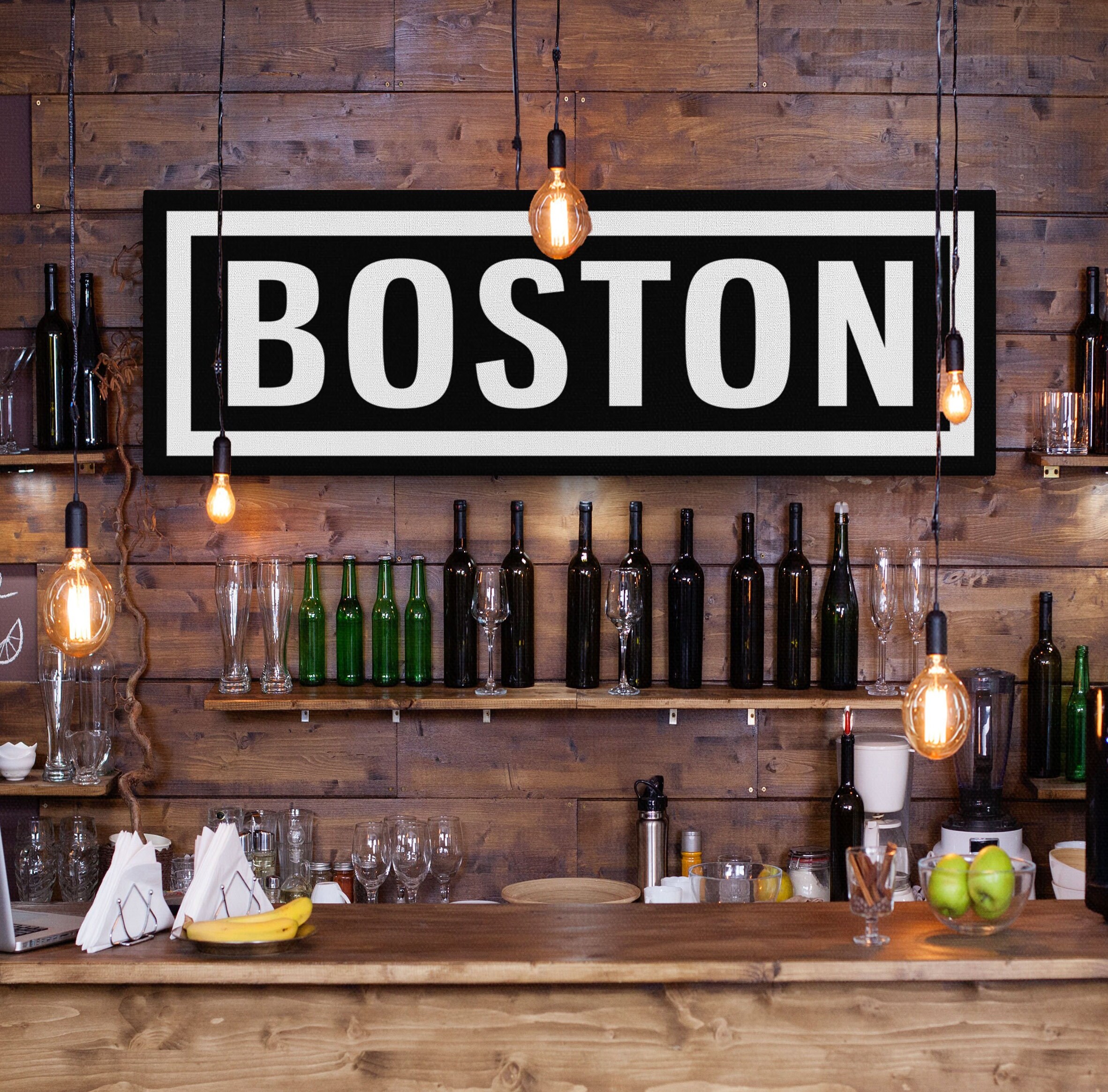 Boston Sign Wall Hanging | Clean & Vintage Distressed Metal Look ...