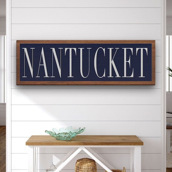 Nantucket Decor, Nantucket Wall Hanging, Nantucket Art, Large Canvas Sign, Beach Decor, ACK, Nantucket Sign, Coastal Decor, Nantucket Whale