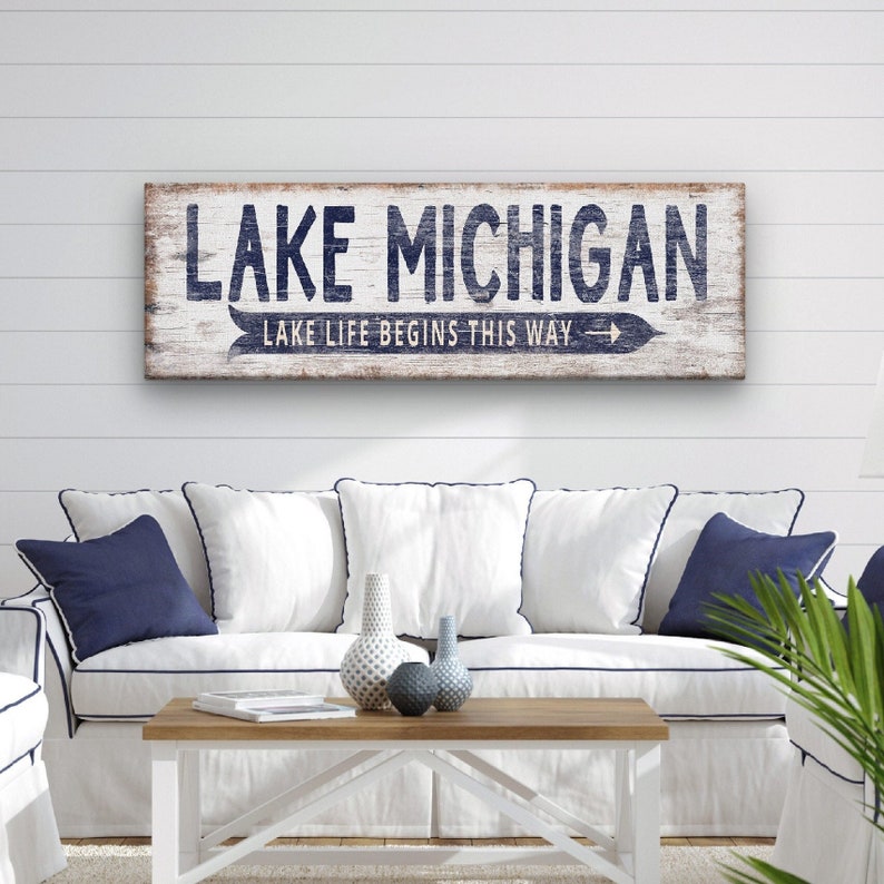 Custom LAKE Wall Decor Vintage Lake Canvas Sign Personalized Etsy