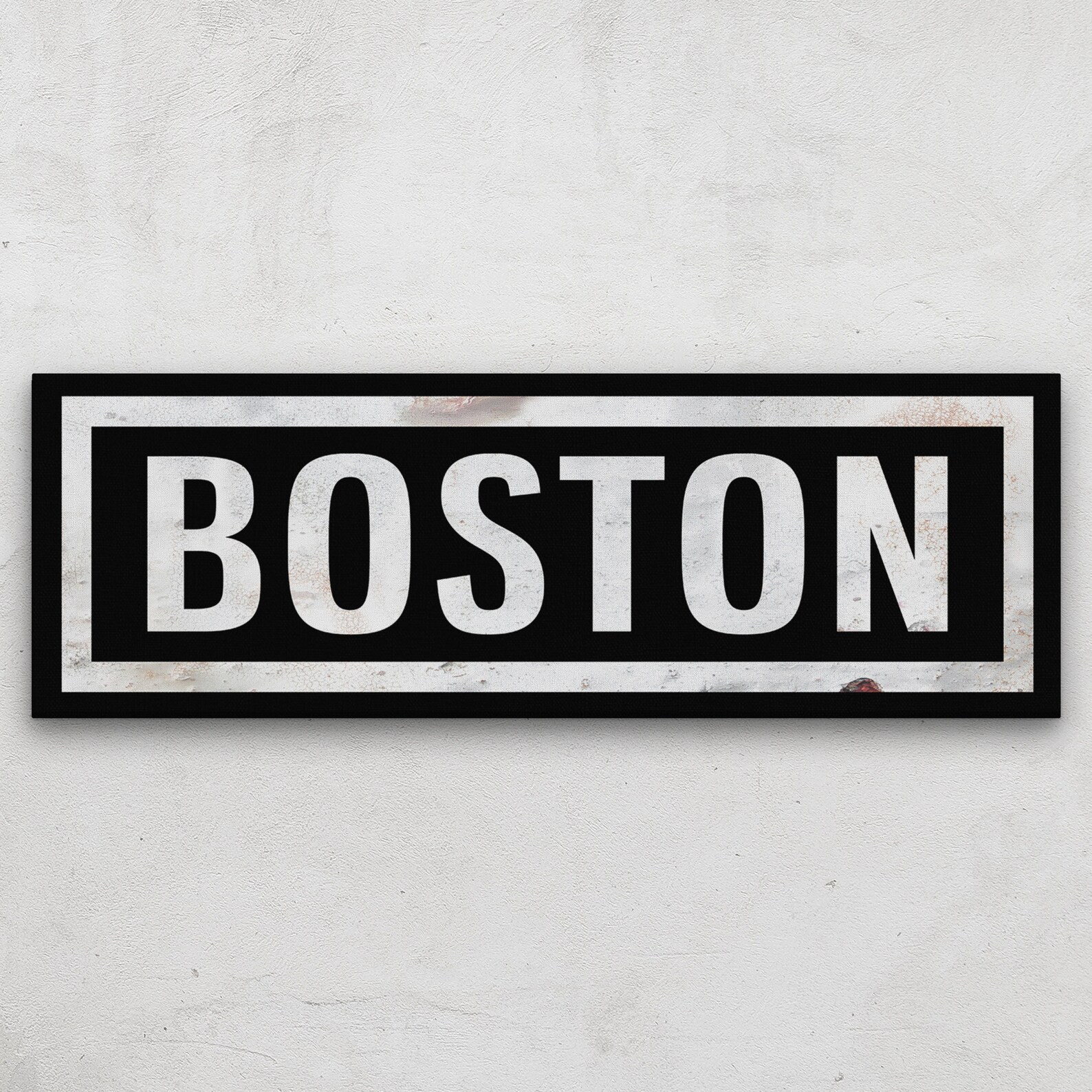 Boston Sign Wall Hanging Clean & Vintage Distressed Metal Etsy