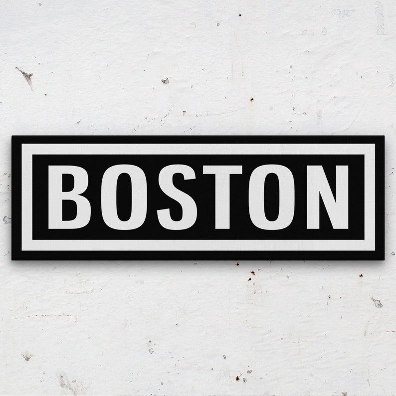Boston Sign Wall Hanging Clean & Vintage Distressed Metal Etsy