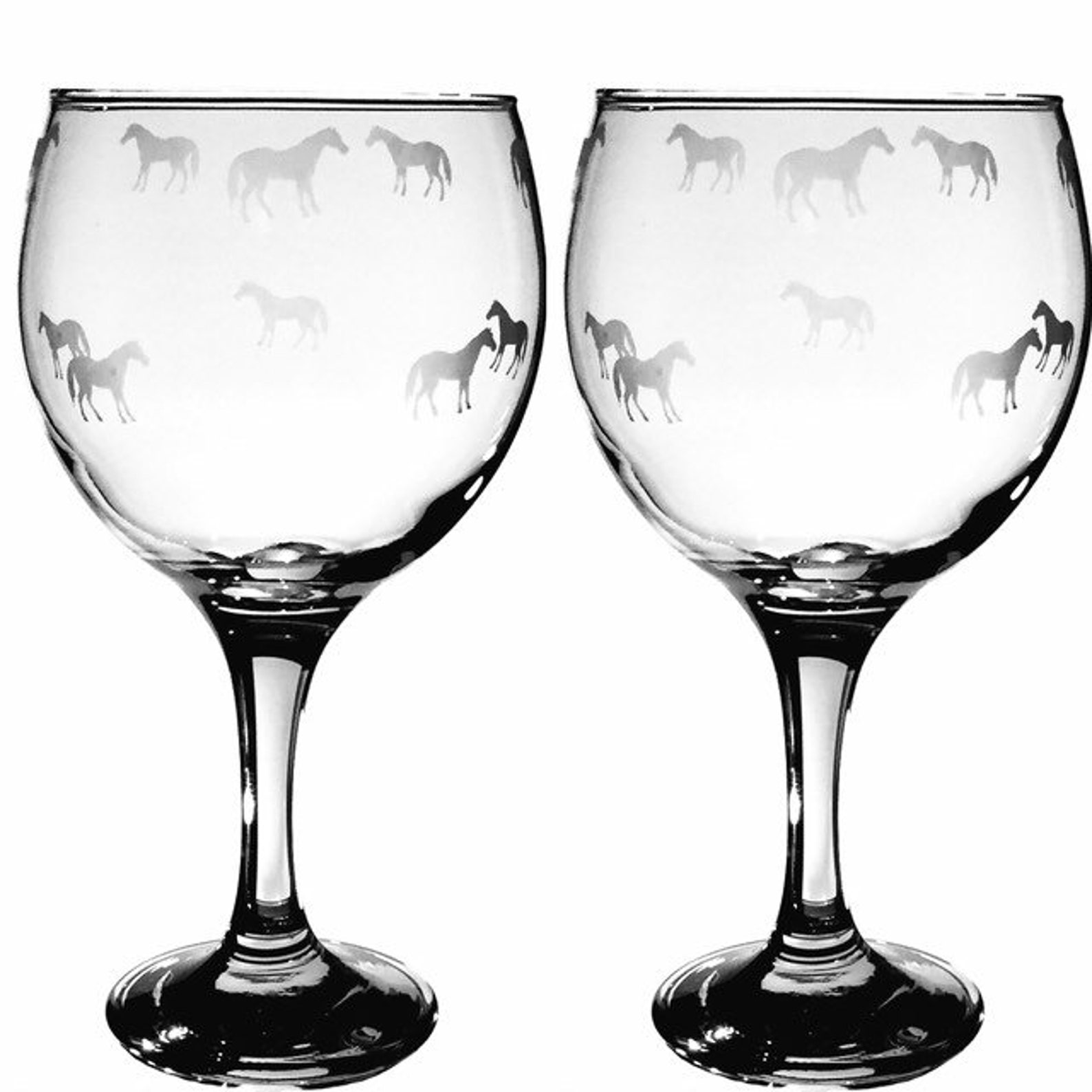 Horse Gin Glasses//little Horses Beautifully Etched Gin Glasses//gin