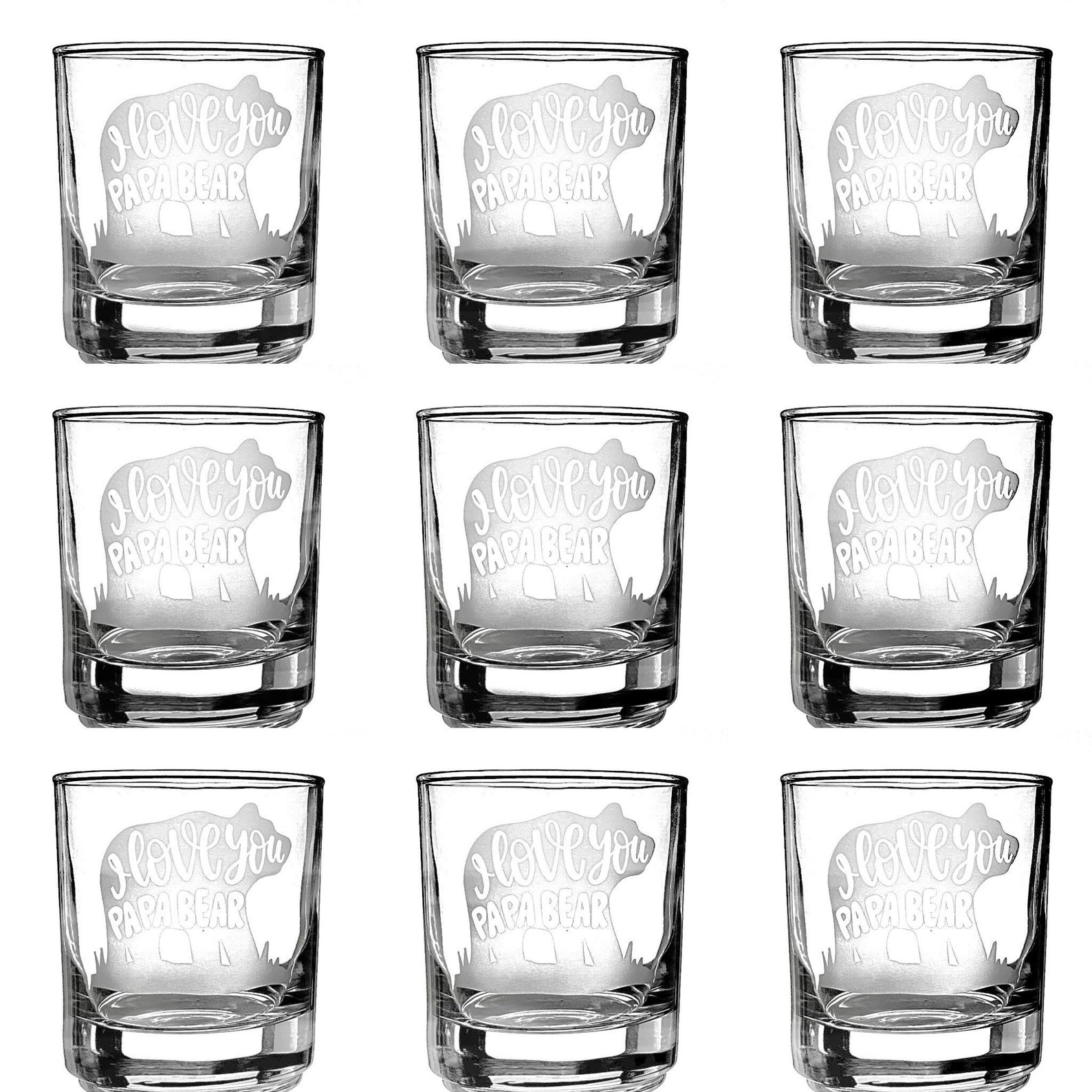 Papa Bear Etched Whiskey Glass Fathers Day Gift Fathers Etsy UK