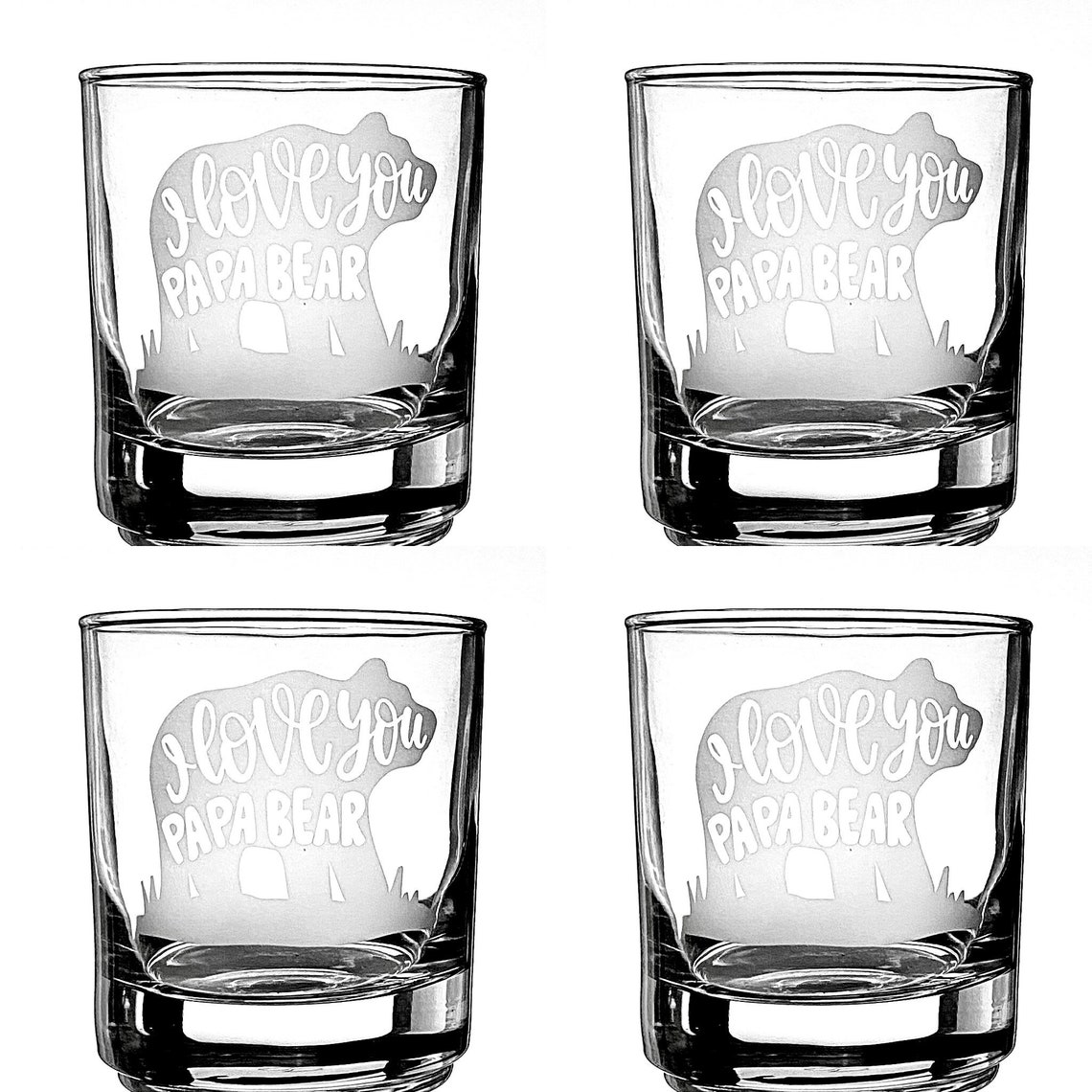 Papa Bear Etched Whiskey Glass Fathers Day Gift Fathers Etsy UK