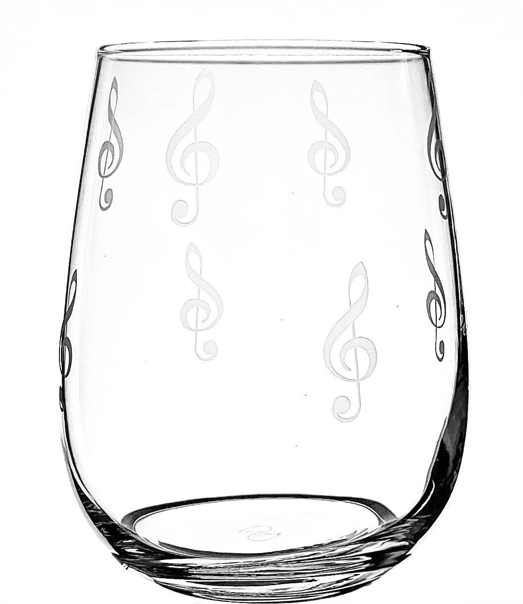 Treble Clef Stemless Wine Glasses Etched Stemless Wine Glass Etsy UK