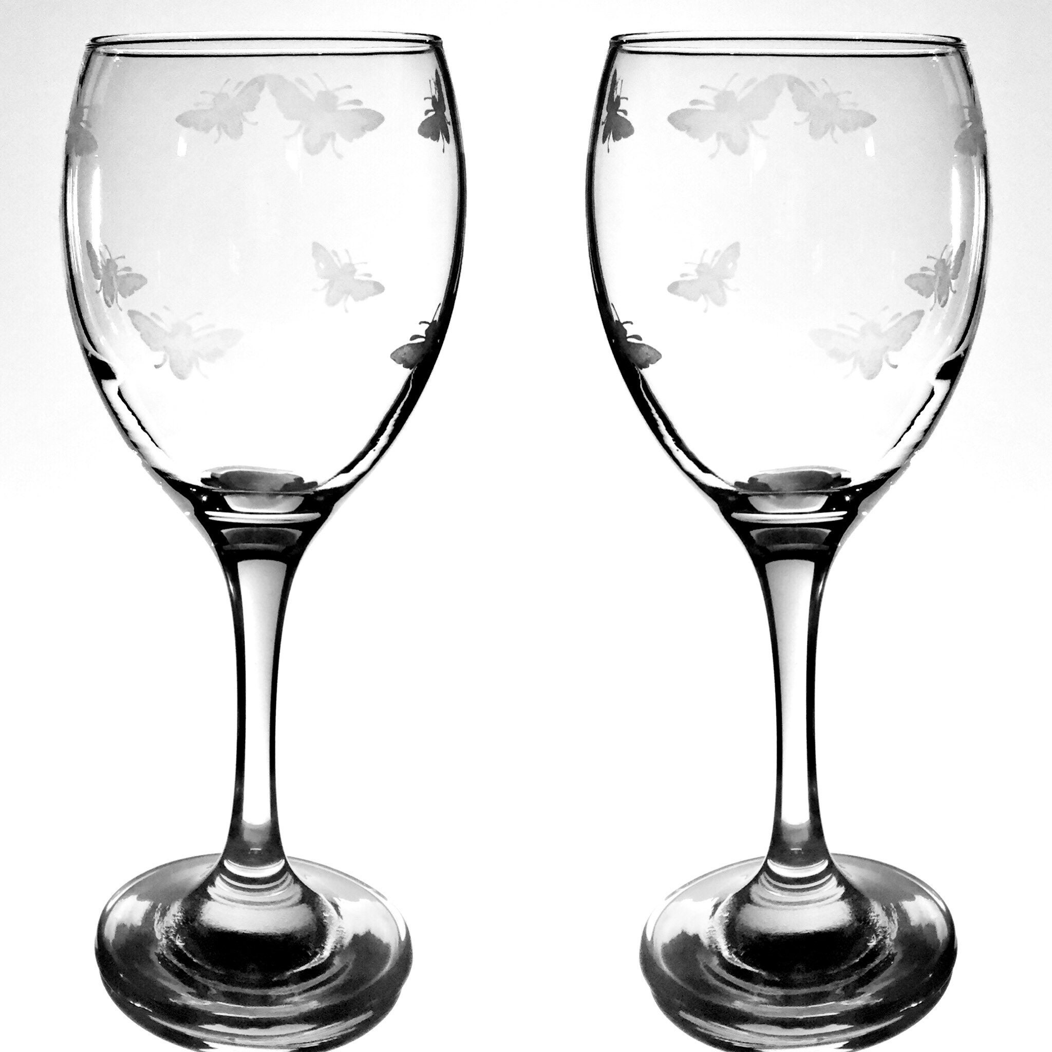Little Bees Beautifully Etched Wine Glasses//bee Etsy UK