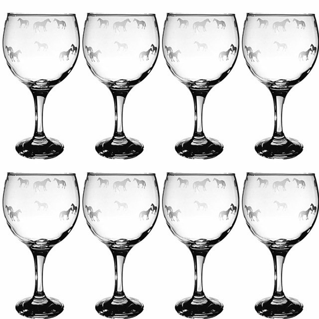 Horse Gin Glasses//little Horses Beautifully Etched Gin Glasses//gin