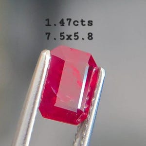 1.47 Ct Natural Mozambique Ruby | 7.5x5.8mm Emerald Cut Loose Gemstone | Deep Red Pigeon Blood Ruby for Custom Ring or Pendant&quot;
